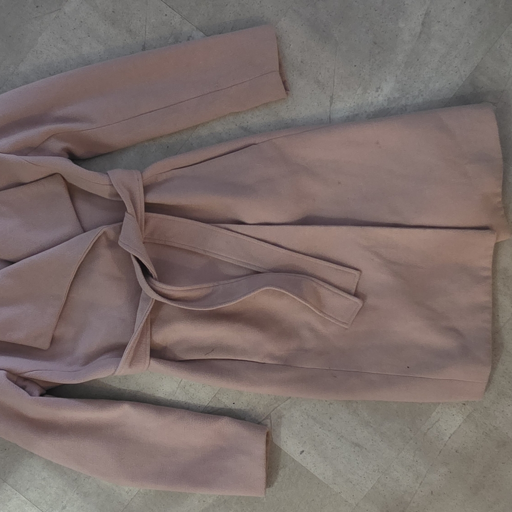 Women's Pink Felt Belted Trench Coat